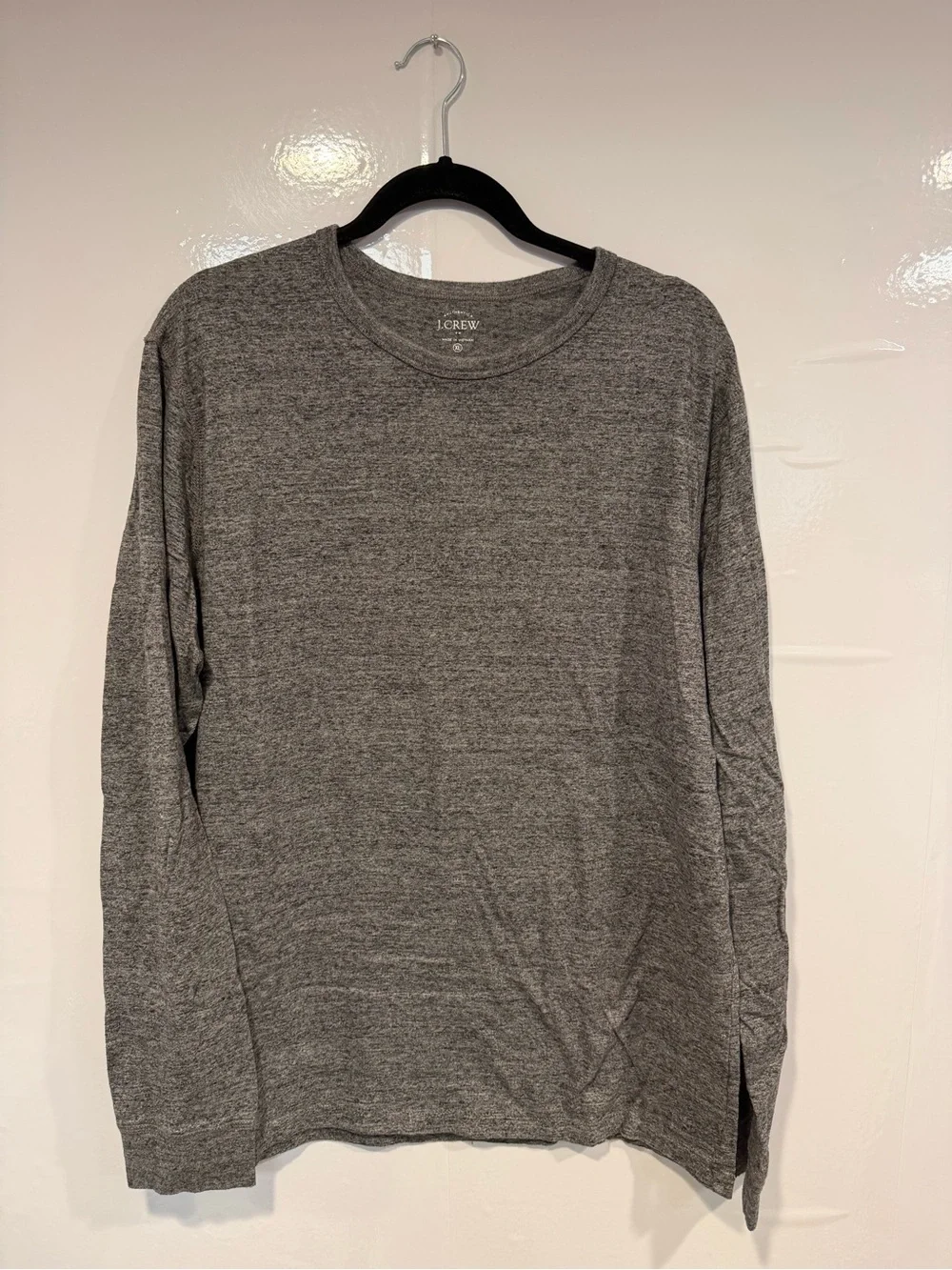 J. Crew Men's Heather Gray Long-Sleeve Crewneck Tee